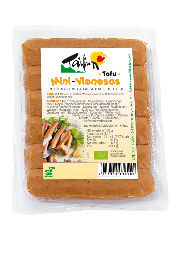 Salchichas mini vienesas de tofu bio 160g. Taifun