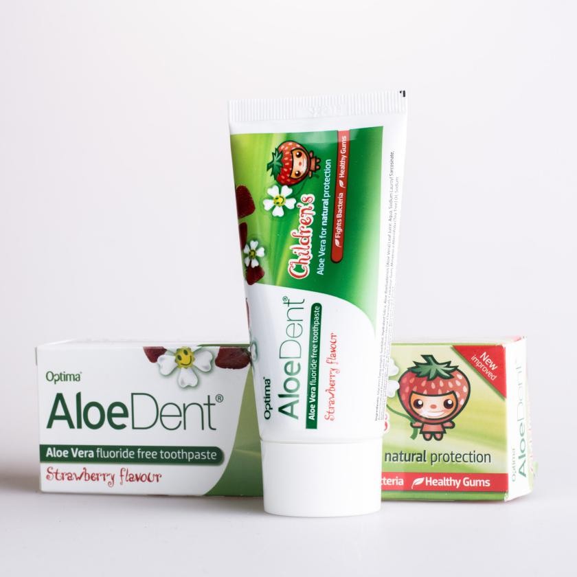Pasta de dientes orgánica Aloe Dent para niños sin flúor sabor fresa - Ítem1