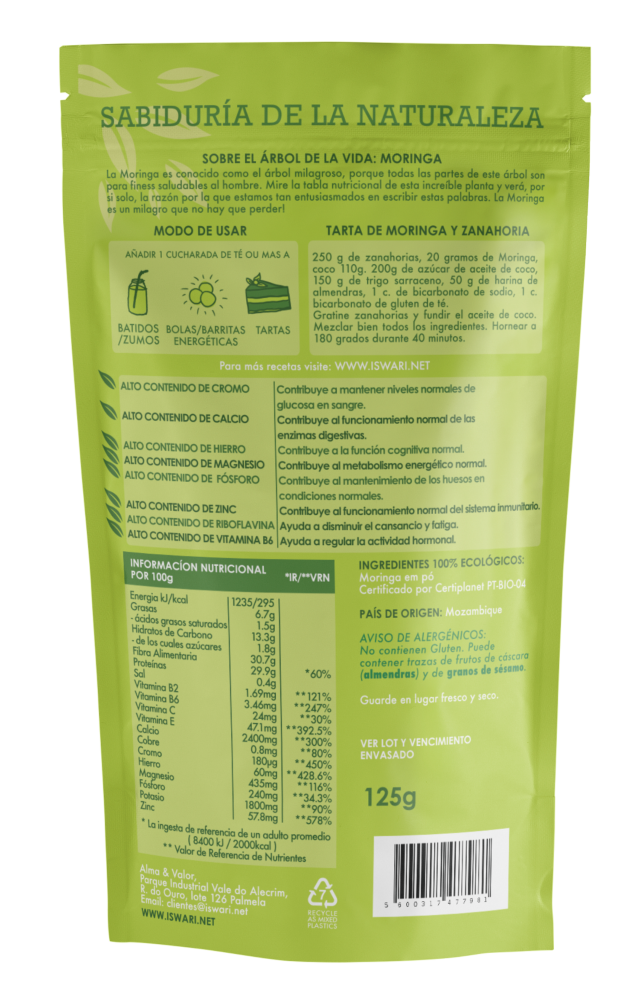 Moringa en polvo Iswari 125g. - Ítem1