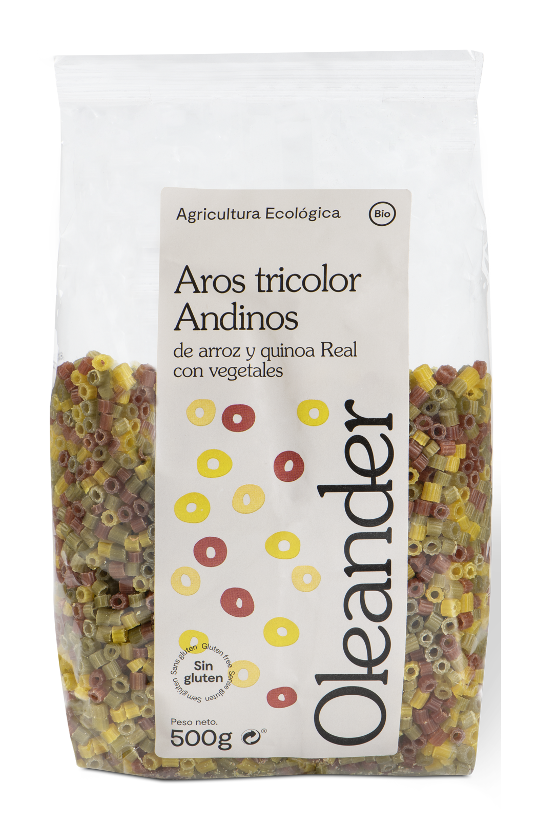 Aros pasta tricolor andino Oleander 500g. 