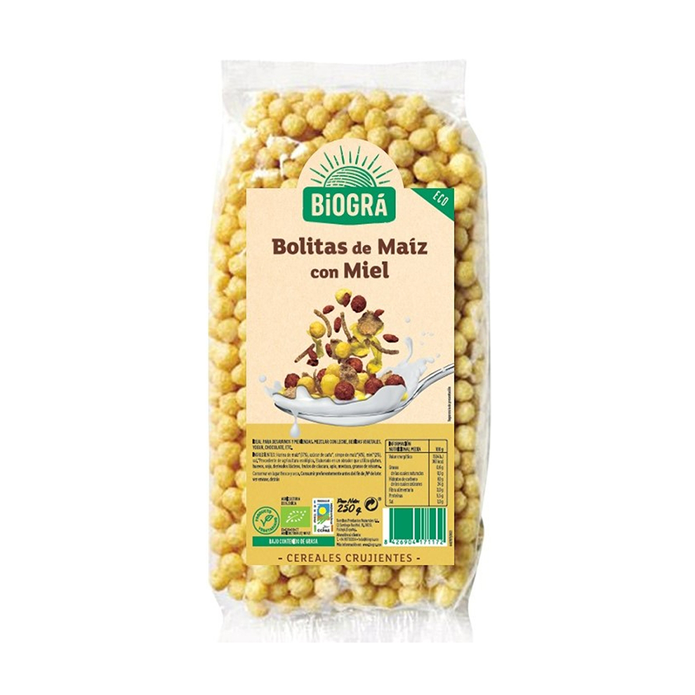 Bolitas de maíz con miel Biográ 250g.