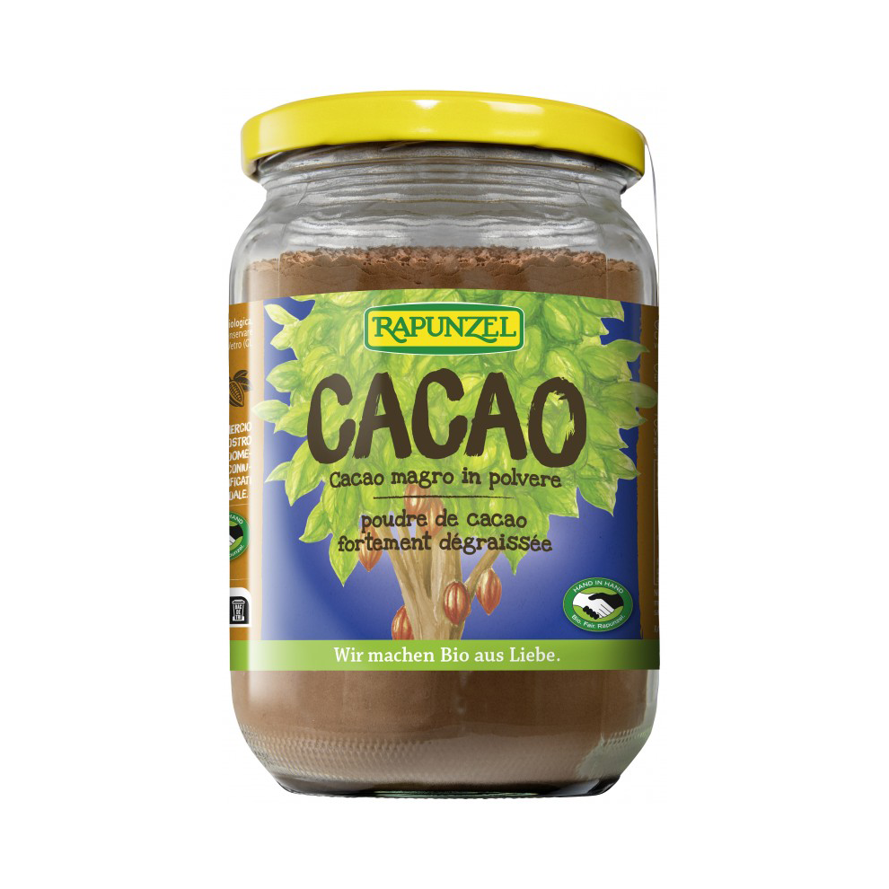 Cacao desgrasado en polvo bote vidrio Rapunzel