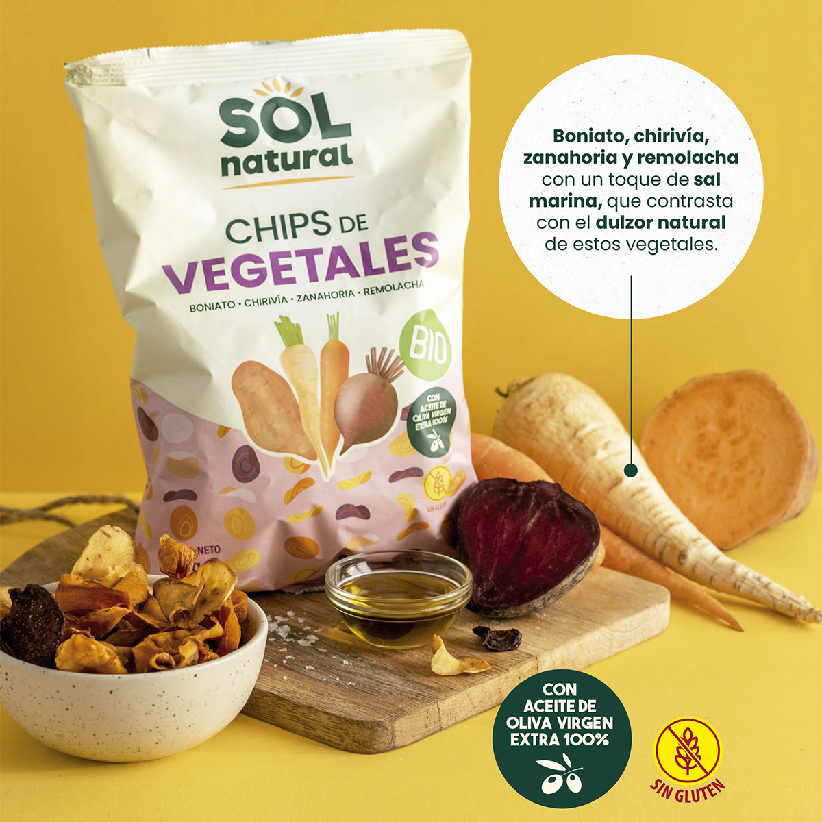 Chips de vegetales con AOVE bio Sol Natural - Ítem1