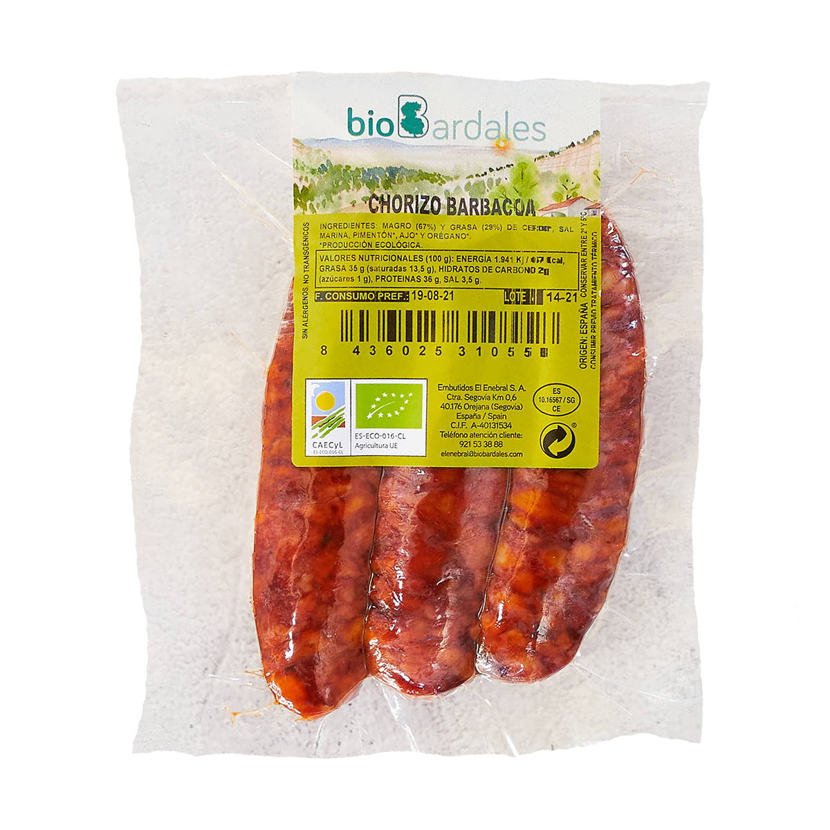 Chorizo barbacoa Biobardales 4 unidades 330g. 