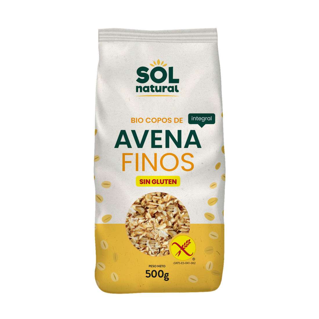 Copos de avena finos sin gluten 500g. Sol Natural en Biosano