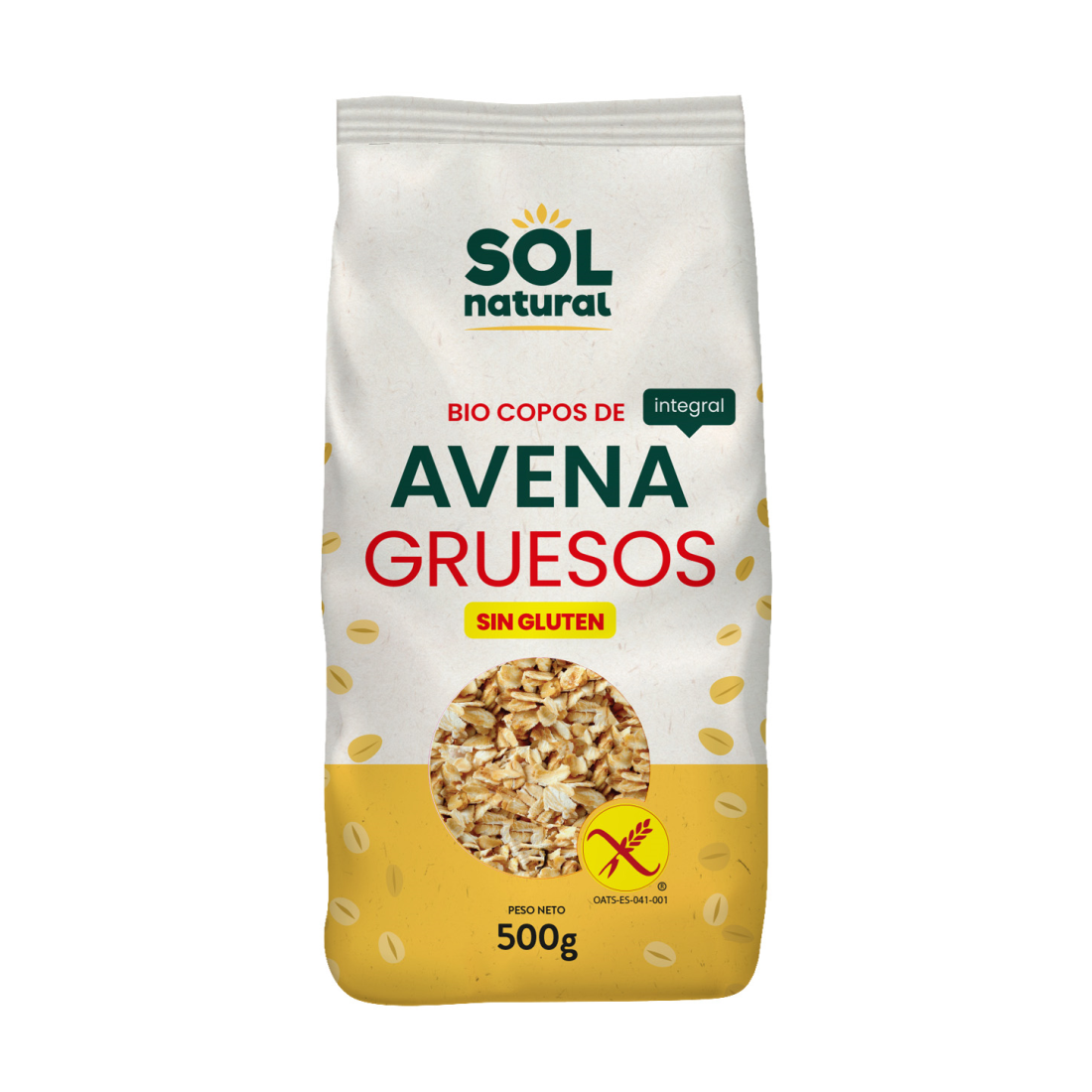 Copos de avena gruesos sin gluten Sol Natural 500g. en Biosano