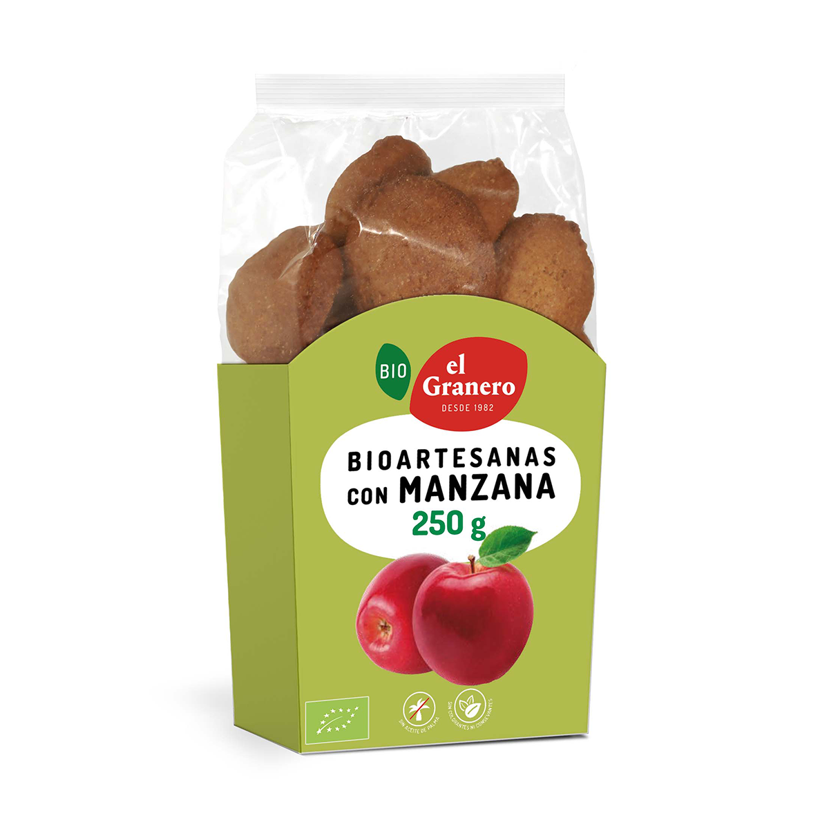 Galletas bioartesanas manzana El Granero Integral 250g.