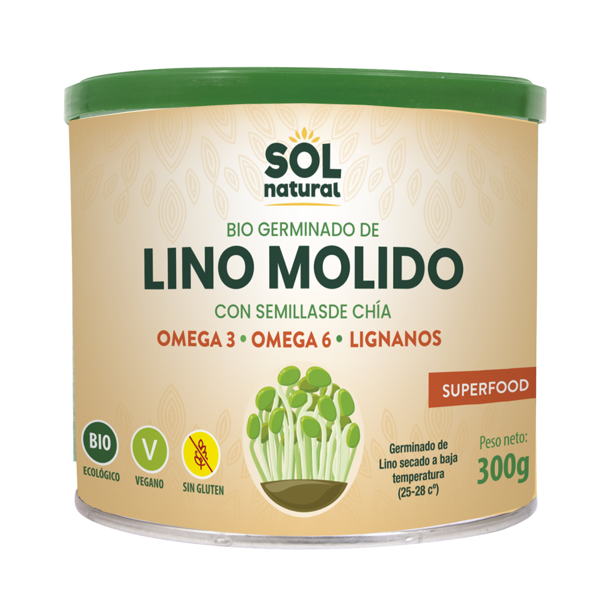 Germinado de lino molido con semillas de chía Sol Natural