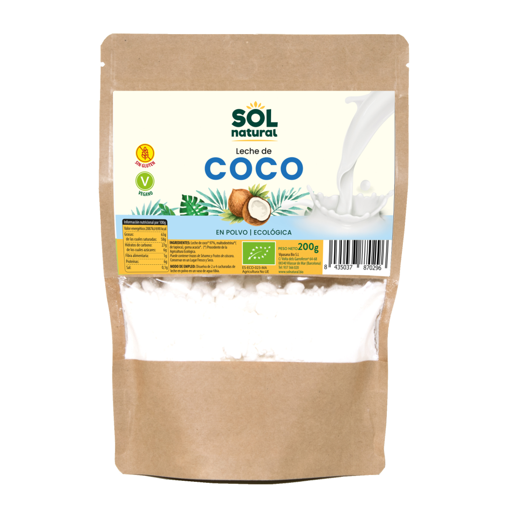 Leche de coco en polvo Sol Natural 200g. en Biosano