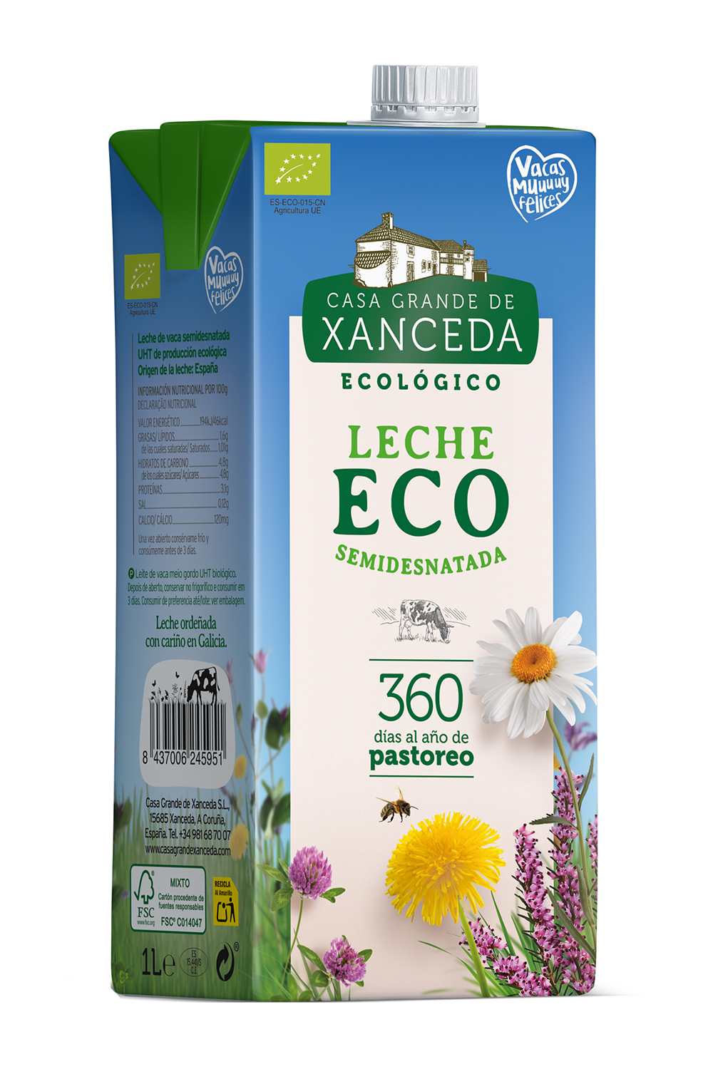 Leche Xanceda semidesnatada bio 1 litro - Ítem1