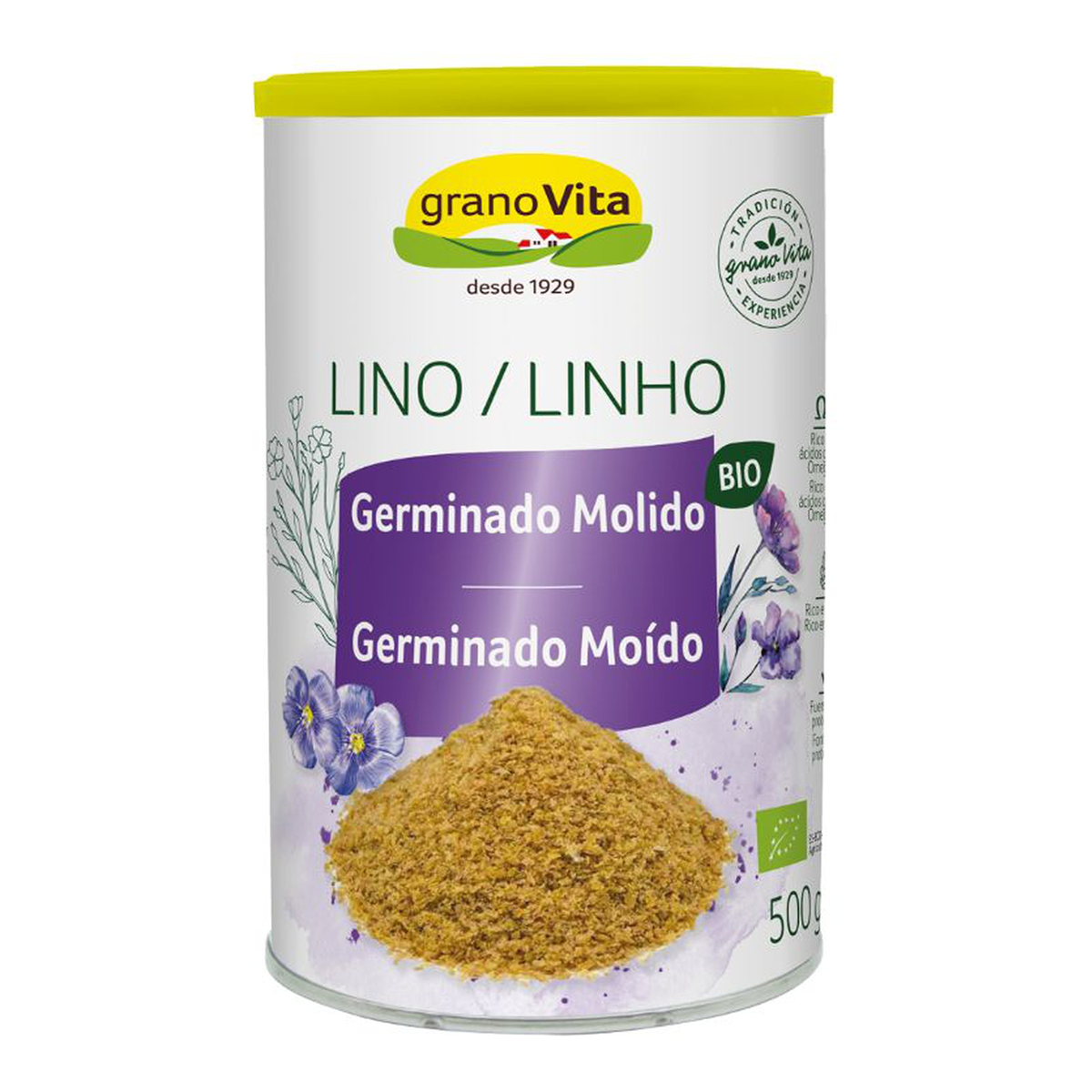 Lino germinado molido bio Granovita 500g. en Biosano