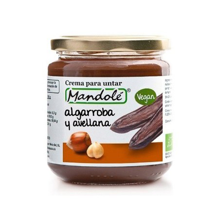 Crema de algarroba y avellanas Mandolé 375g.