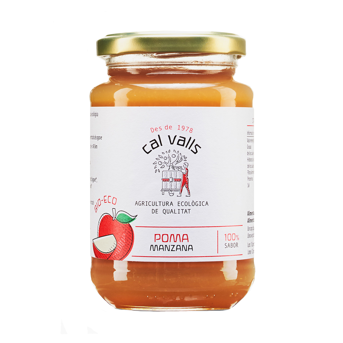 Mermelada de manzana bio Cal Valls 375 gramos