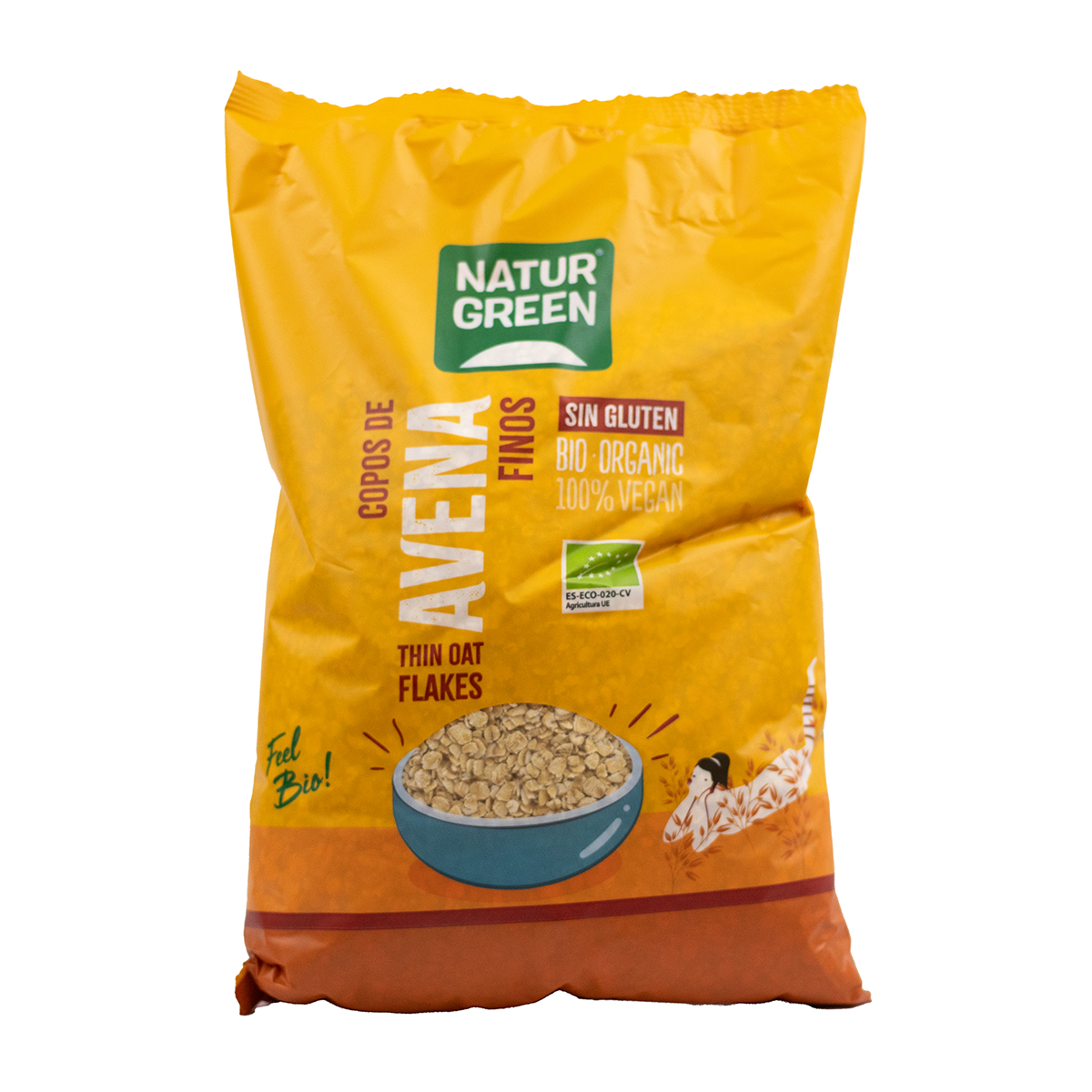 Copos Finos de Avena Integral Sin Gluten Bio, 500 g