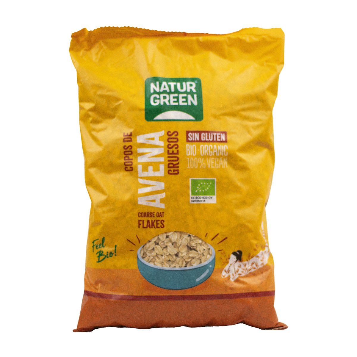 Copos de avena ecológicos gruesos sin gluten Naturgreen