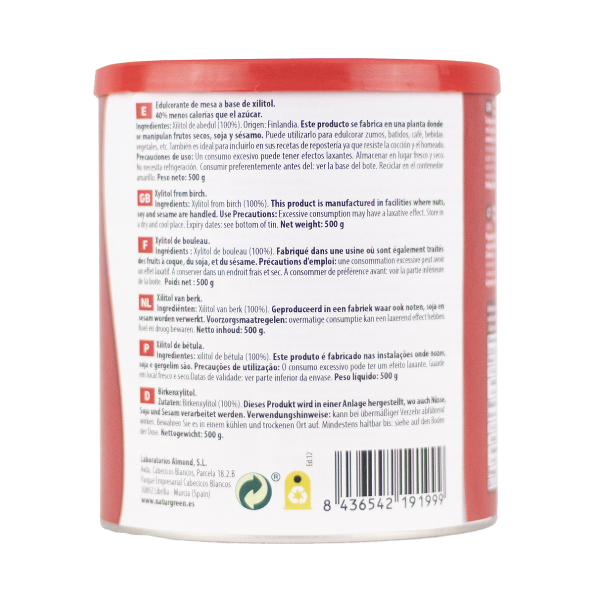 Azúcar de abedul Xilitol NaturGreen 500 gramos - Ítem2