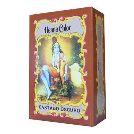 Tinte henna polvo castaño oscuro Radhe Shyam 100g.