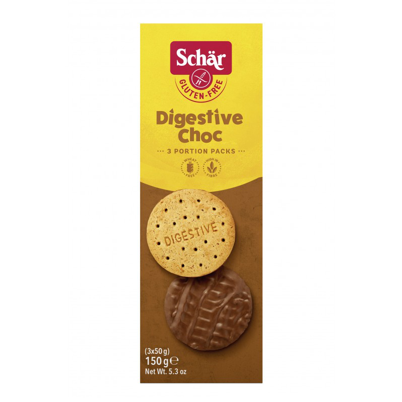 Galletas Digestive Choc fibra y chocolate Schar 150g.