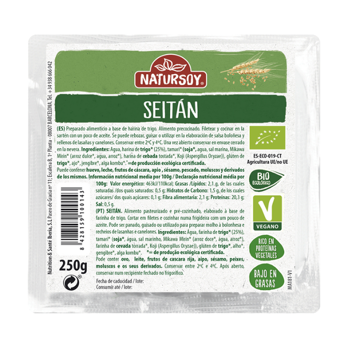 Seitán Natursoy 250g.