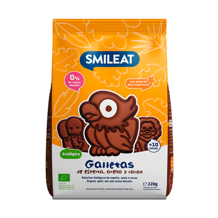 Galletas de espelta, avena y cacao Smileat 220g. en Biosano