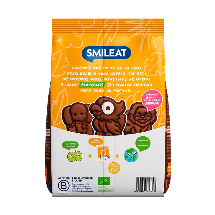 Pack 4 x Galleta espelta, avena y cacao ECO 220 g Smileat en