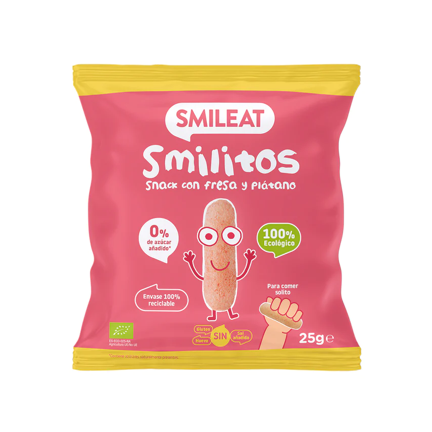 Smilitos Snack de Fresa y Plátano bio Smileat en Biosano