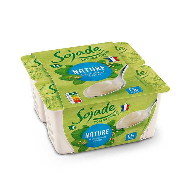 Yogur soja natural Sojade 4x100g.