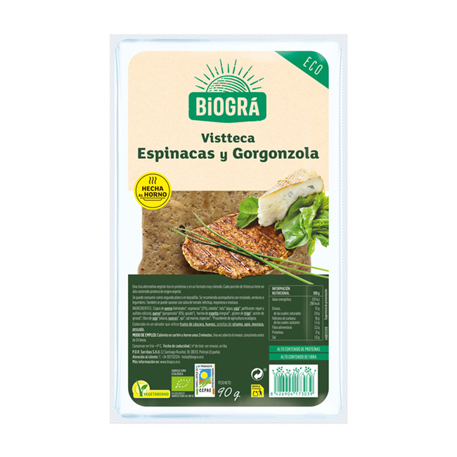 Vistteca espinacas y gorgonzola Biográ 90g.