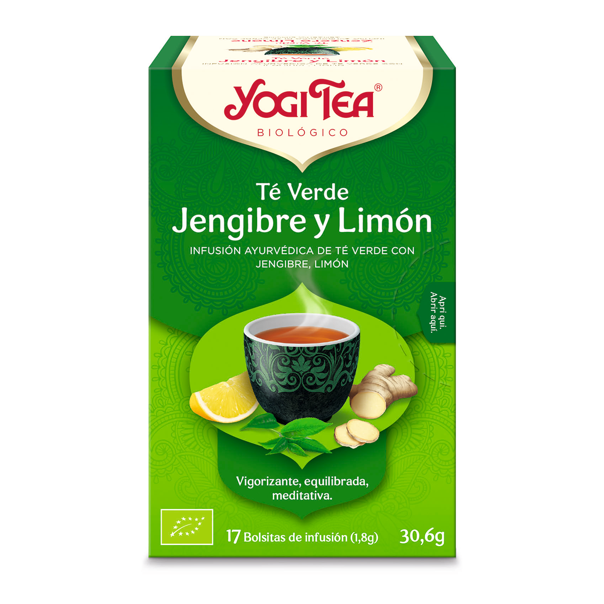 Té verde jengibre y limón Yogi Tea 17 bolsitas