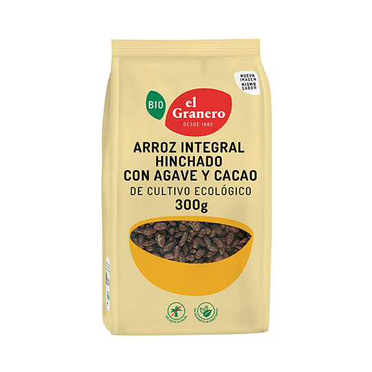 Arroz integral hinchado con agave y cacao El Granero Integral 300g. 
