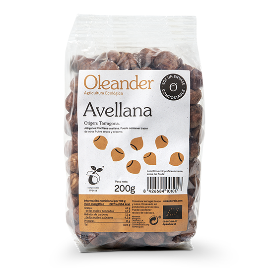 Avellanas crudas ecológicas con piel Oleander 200g.