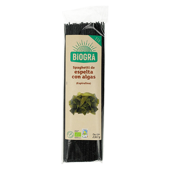 Espaguetis espelta con algas Biográ 250g.