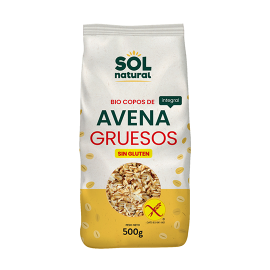 Copos de avena gruesos sin gluten bio Sol Natural 500 gramos