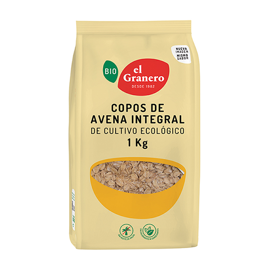 Copos de avena integral bio El Granero Integral 1kg.