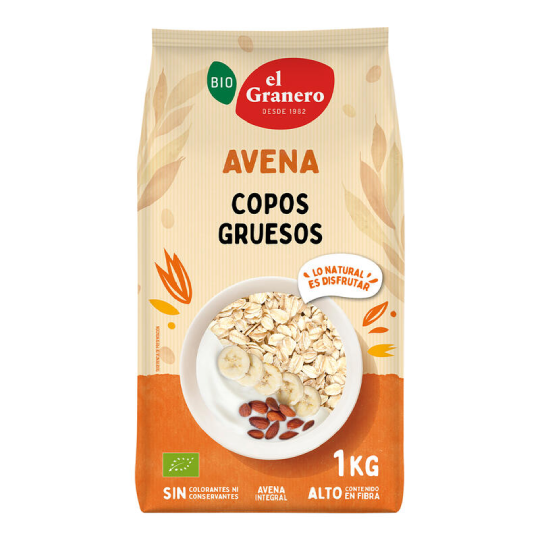 Copos de avena integral bio El Granero Integral 1kg.