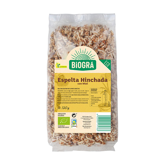 Espelta hinchada con miel Biográ 150g.