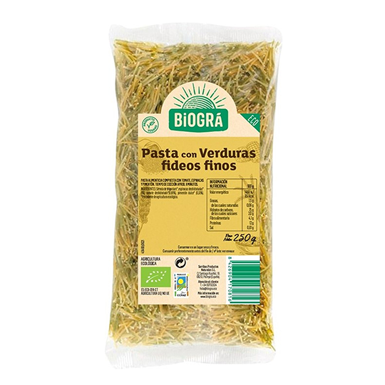 Fideos finos con verduras Biográ 250g.