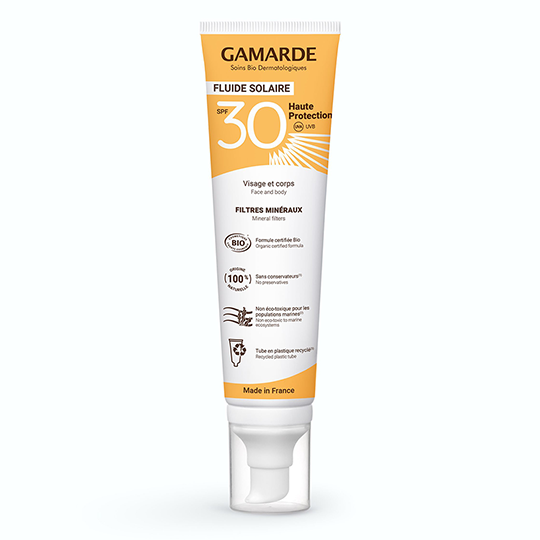 Protector solar 30 SPF Facial y Corporal Gamarde 100ml.