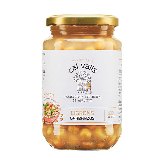 Garbanzos cocidos ecológicos Cal Valls bote cristal