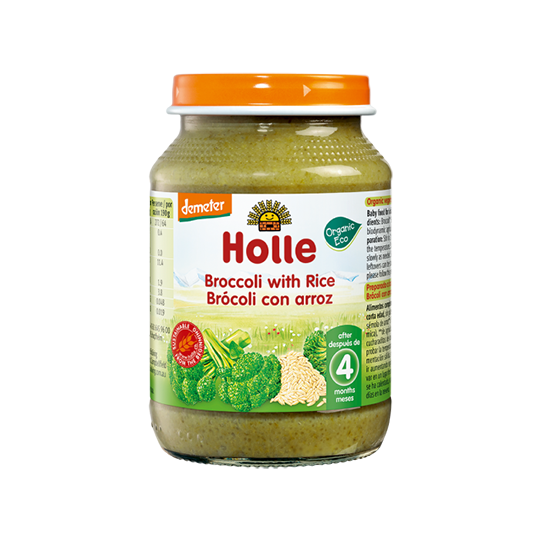 Potito de brócoli con arroz integral Holle 190g. (>6 meses)