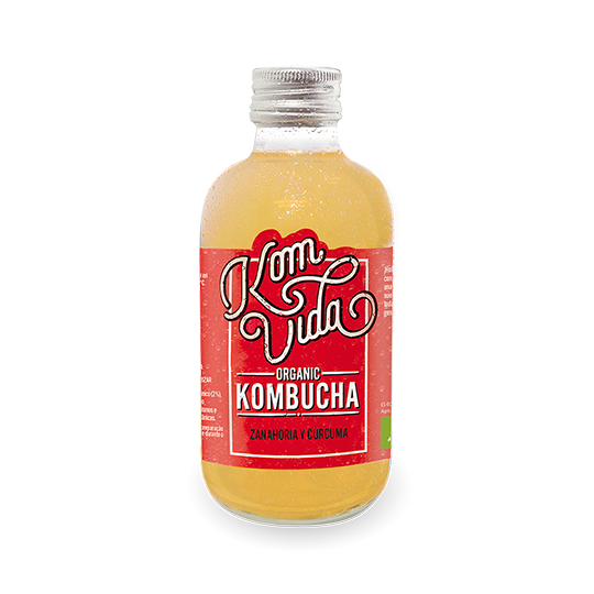 Kombucha ecológica de zanahoria y cúrcuma Komvida 250ml.