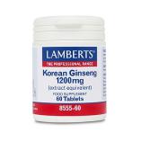 Ginseng koreano Lamberts 60 cápsulas 1200mg.