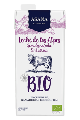 Leche semidesnatada sin lactosa Asana BIO 1 litro