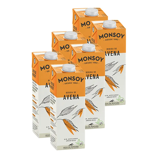 Bebida de avena bio Monsoy 1 litro en pack de 6 unidades