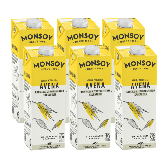 Bebida de avena calcio Monsoy 1l. (Paquete de 6 unidades)