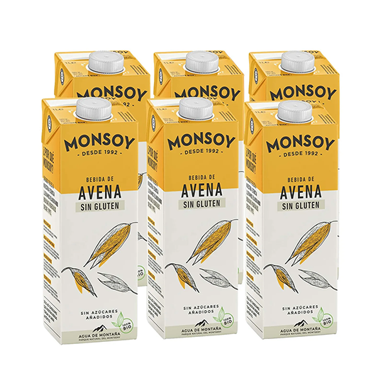 Bebida de avena sin gluten Monsoy 1l. Pack 6 unidades