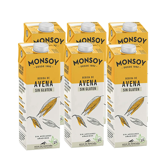 Bebida de avena sin gluten Monsoy 1l. Pack 6 unidades - Ítem