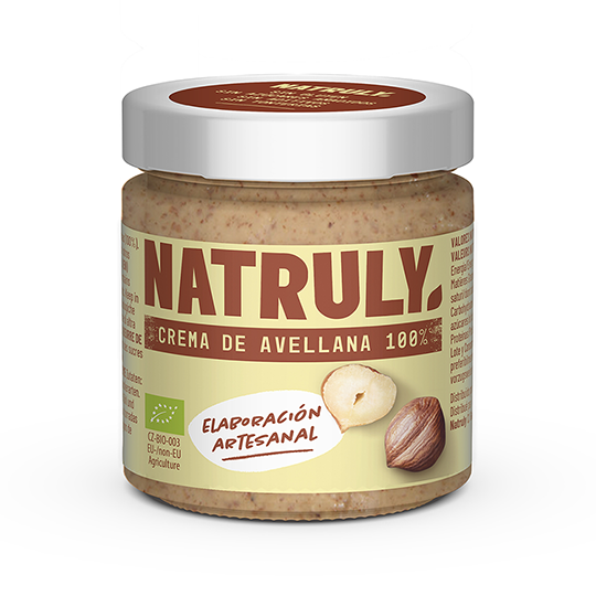 NATRULY Crema de Avellanas y Cacao Sin Azúcar y Sin Edulcorantes, con Fibra  de Achicoria, 43% Avellana