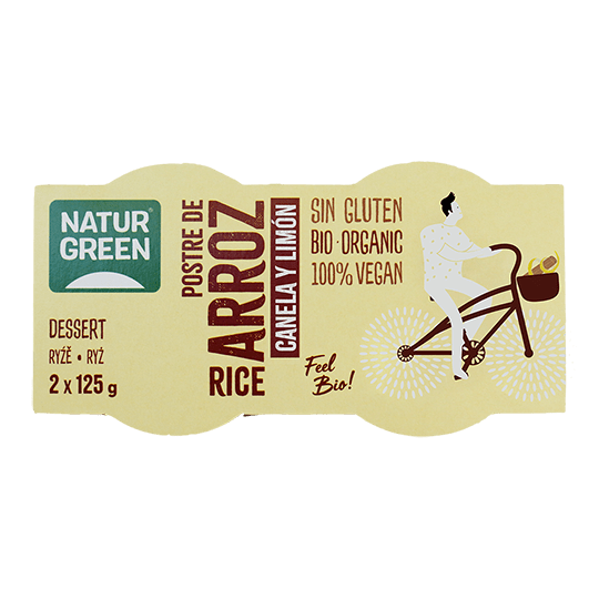 Postre vegetal arroz canela limón Naturgreen 2x125g.