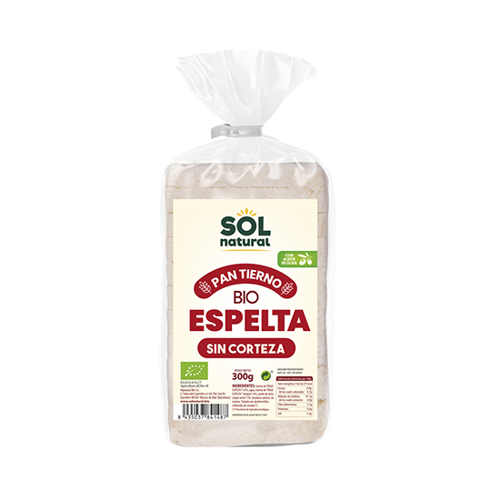 Pan de molde de espelta sin corteza Sol Natural 